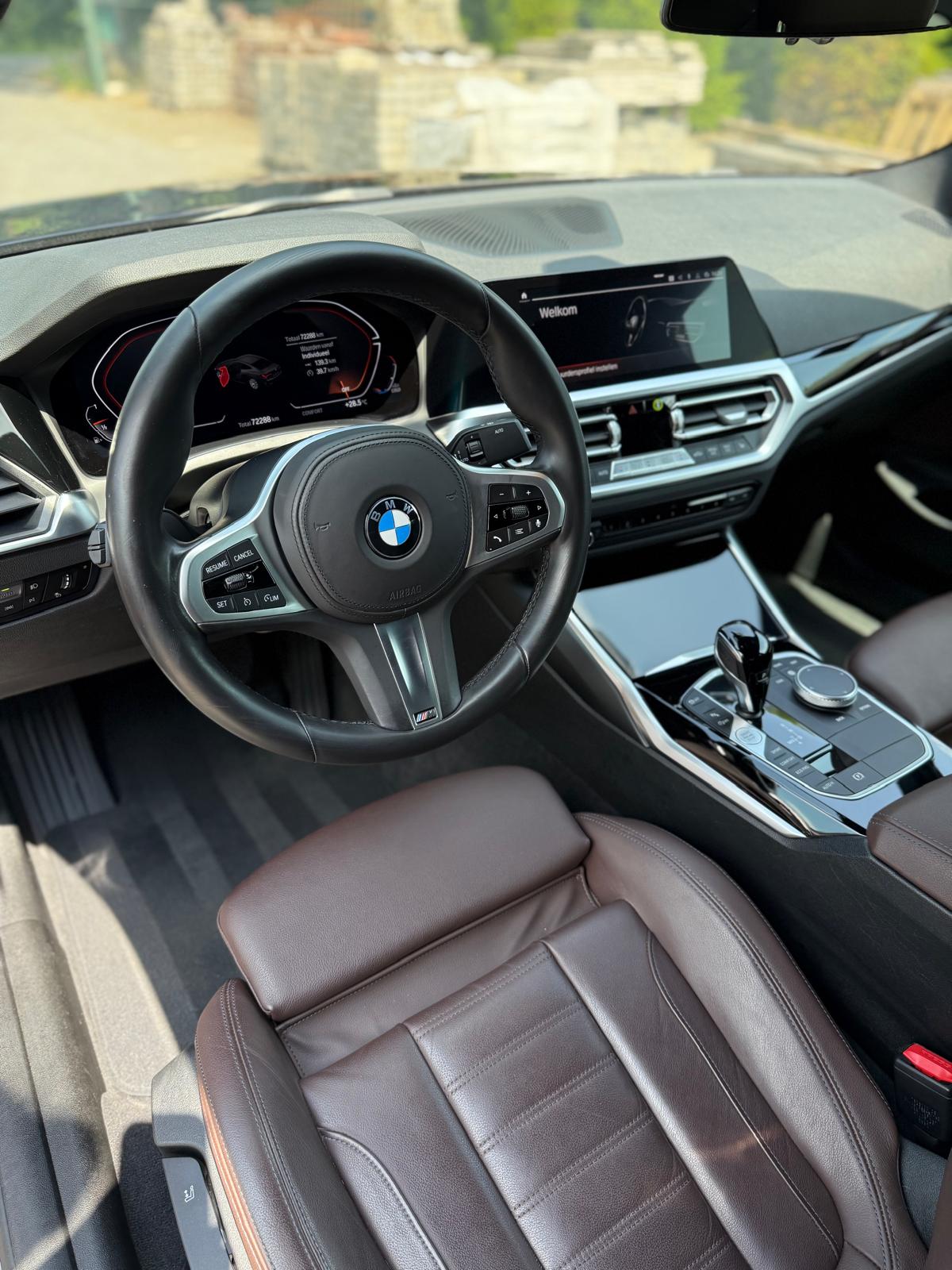 BMW interieur bruin leer detailing